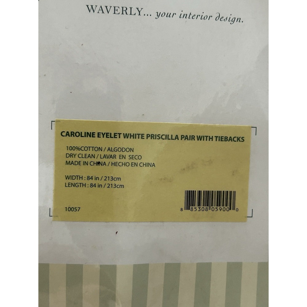 Waverly Ruffled Original Priscilla Curtains Ruffle White Eyelet 84" X 84" Pair - Picture 6 of 6